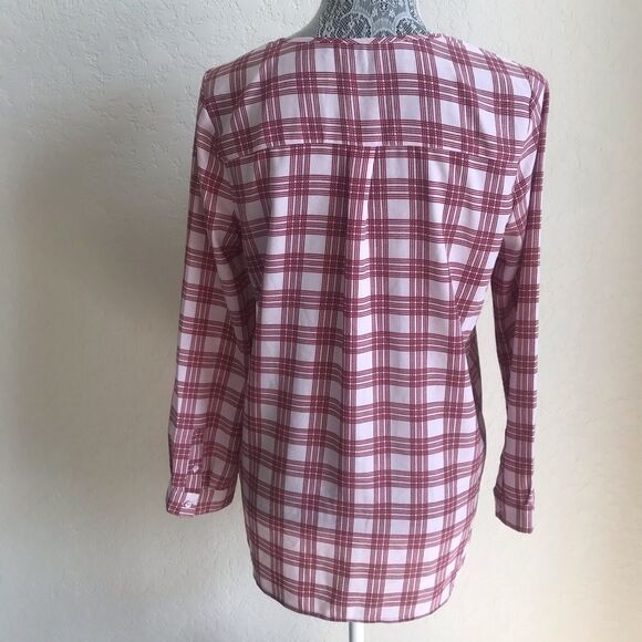 Joie Women’s Size Small Checkered Long Sleeve V Neck Double Pocket Blouse - Picture 4 of 6